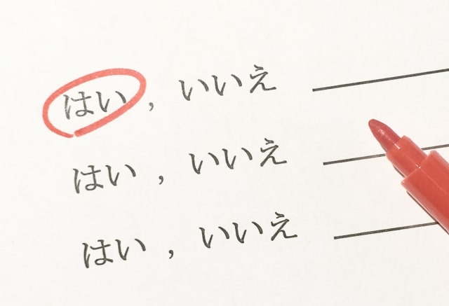 「はい」にまるされたチェックシート